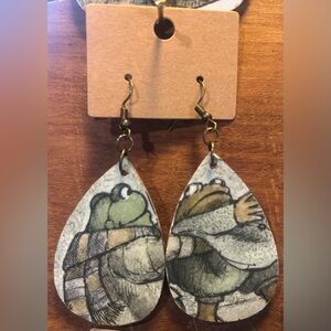 Upcycled Frog and Toad Drop Earrings